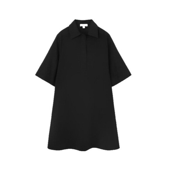 COS Oversized Open Collar Shirt Dress Womens Black Neutral Minimalist - Picture 13 of 13